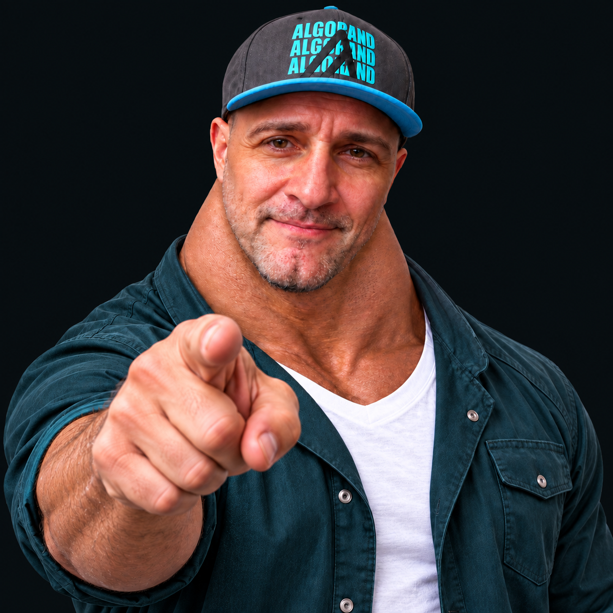The official NECK mascot pointing at you